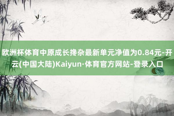 欧洲杯体育中原成长搀杂最新单元净值为0.84元-开云(中国大陆)Kaiyun·体育官方网站-登录入口