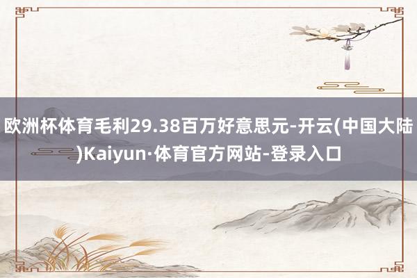 欧洲杯体育毛利29.38百万好意思元-开云(中国大陆)Kaiyun·体育官方网站-登录入口